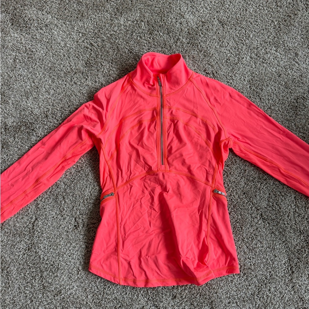 Lululemon Athletica Neon Pink Quarter-Zip Top